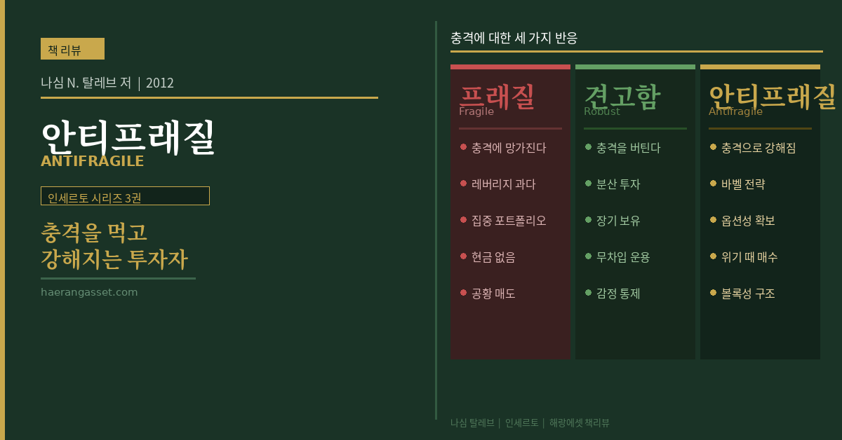 《안티프래질》 리뷰 — 충격을 먹고 강해지는 투자자가 결국 살아남는다