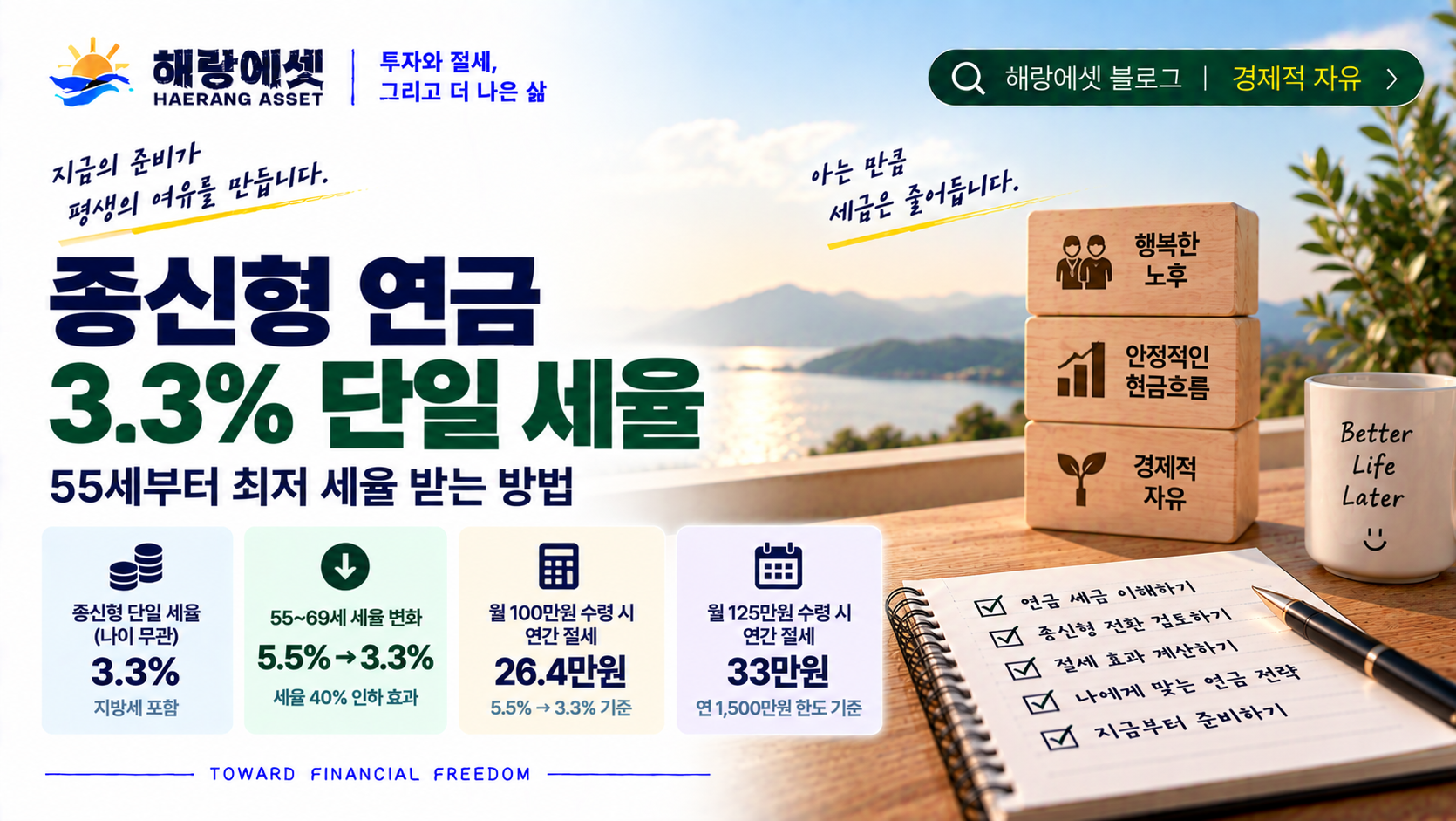 종신형 연금, 3.3% 절세 전략
